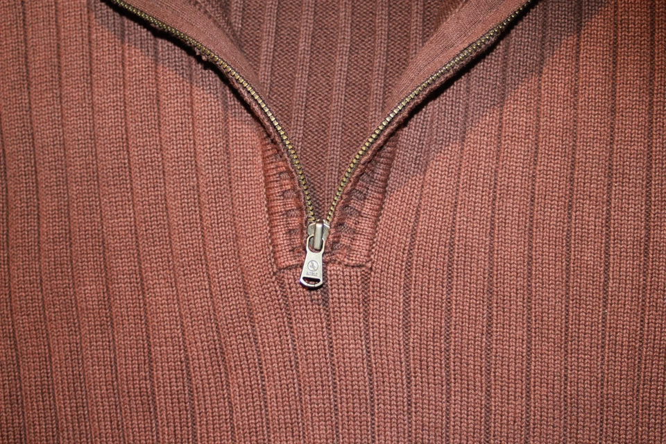 AIGLE Mens New $80 Zip Collar Pullover Sweater Shirt L Large Brown HTF RARE NWT - Image 4 of 4