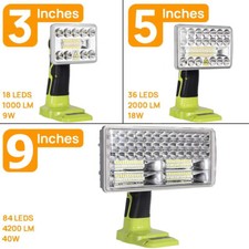3' 5' 9'' Portable LED Work Light for Ryobi One+ 18V Li-ion Ni-Cad Ni-Mh Battery