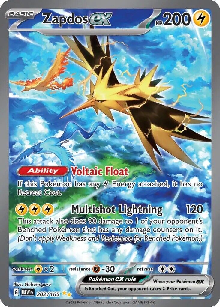 Zapdos ex 2023 Scarlet & Violet: 151 Special Art Rare #202/165