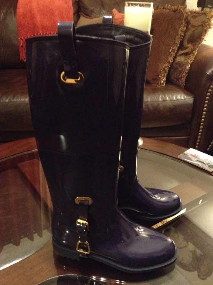 Lauren Womens Equestrian Rain Rubber Boots Blue Size 6B Made In Italy New | eBay