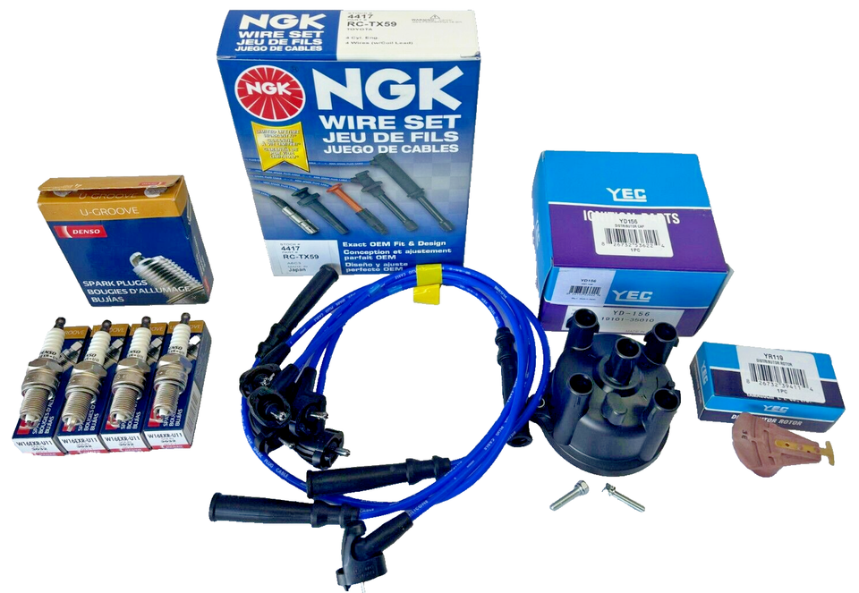Tune-Up Kit For Toyota 4Runner & Truck 2.4L 22RE – Wires, Cap, Rotor, Spark Plugs