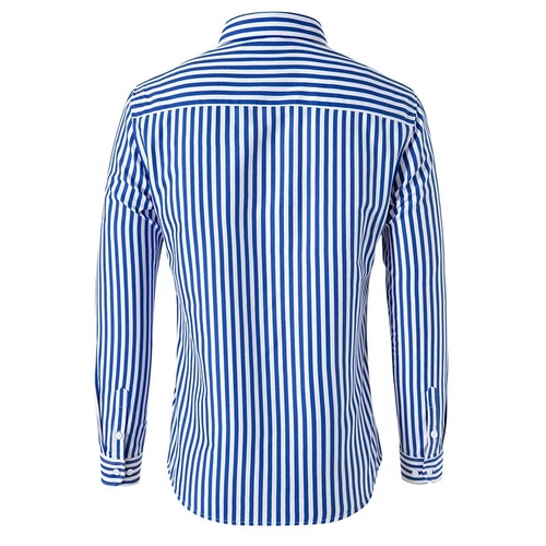 Men's Dress Shirts Long Sleeves Formal Business Striped Casual Slim Shirts Tops - Picture 9 of 22