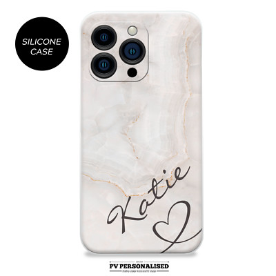 Personalisierte Handy Marmor Hülle Name Silikon Cover für iPhone 11 12 13 14 15 XR