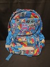 Blue Printed Backpack 10" Wide 15" Tall Double Secure Straps & Pockets