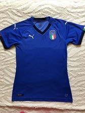 Puma Italia Shirt Short Sleeve V-Neck Blue T. Shirt Top - Sz 8