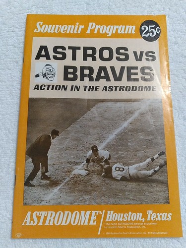 1968 Astros vs. Braves Game Souvenir Program UNMARKED scorecard - 第 1/10 張圖片
