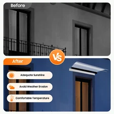 Awning Canopy UV Rain Snow Protection for Front Door/Porch Patio Roof No Bracket
