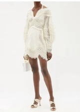 Zimmerman Cream ivory white Postcard Mini Dress - Size 0p NEW lace Bridal