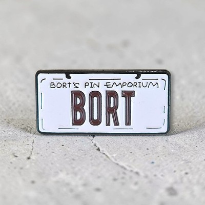 The Simpsons 'Bort' License Plate Enamel Pin Bort's Pin Emporium Funny Meme Pin