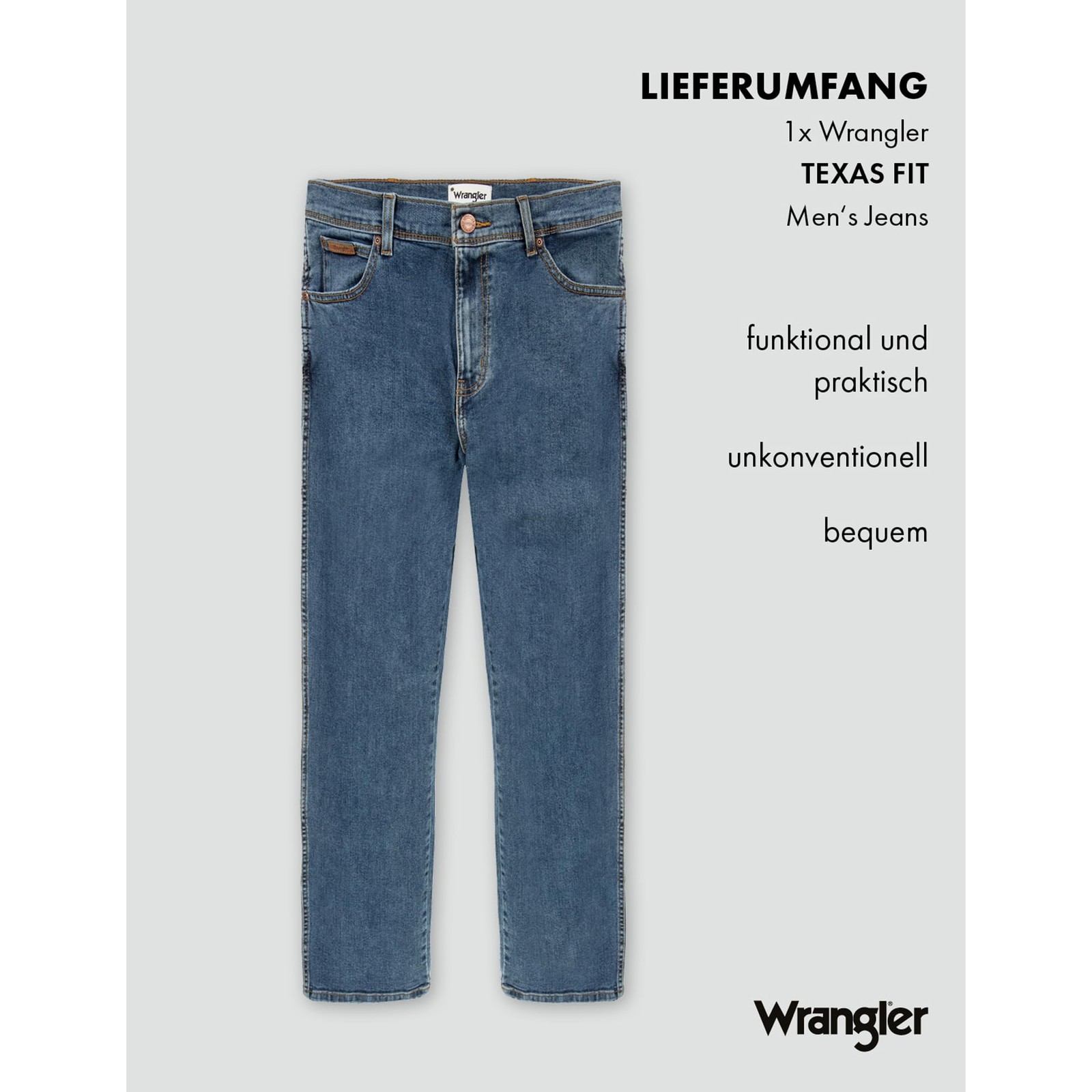 Mens Texas Jeans, Stonewash, 44W / 32L EU image 7