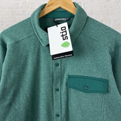Stio Turpin Fleece Snap Shirt Jac Hiking Outdoors Green Mens Large