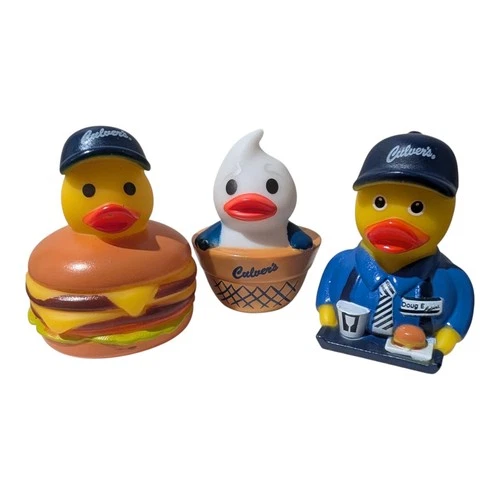 Culver's Rubber Ducks Lot Of (3) W/ Ice Cream Cone Duck
