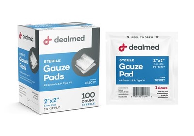 Dealmed Sterile Gauze Pads 2x2 Inch 100 Pack Non Stick Wound Dressing Care