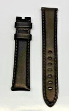 20mm Black Genuine Leather Watch Band - USA