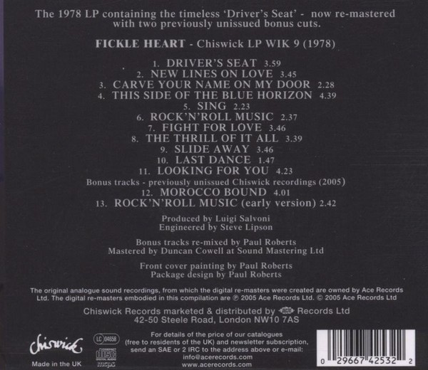 Sniff ’N’ The Tears: Sniff ’N’ The Tears: Fickle Heart - - (Cd / F)-image