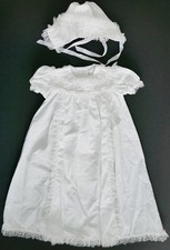 VTG NWOT ALEXIS White Baptism Christening SS Gown Bonnet Girl 3 mo Lace USA