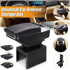 Car Armrest Cushion with Storage Leather Center Console Pad with Cup Holder USA