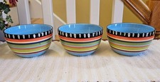 Lot Of 3 Gibson Elite Pueblo Springs Handpainted Cereal Bowls Colorful Set