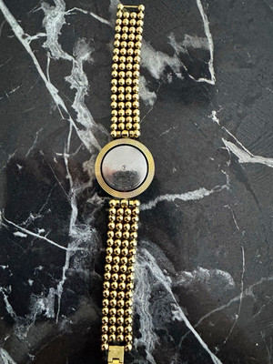 Versace Damen Armbanduhr Analog, Metallarmband, schwarz/gold Lünette