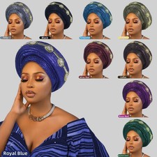 African Turban Party Glitter Cap Women Diamonds Lady Head Wraps Hijab Headgear