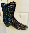 Fenton Iridescent Carnival Glass Boot Vase, Starburst Pattern, Glossy Finish