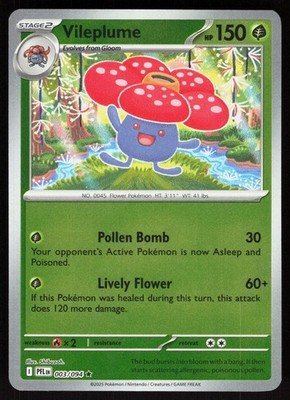 Vileplume 003/094 Rare Phantasmal Flames Pokemon Reverse Holo Near Mint