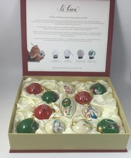 Pier 1 Li Bien Handpainted Glass Ornaments 12 Days of Christmas with Box