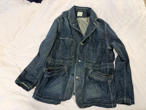 Sage de Cret 11oz Cotton Linen Denim Coverall Jacket Navy Japan XL image 2
