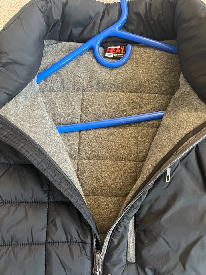 32 Degrees Heat Black Mixed Media Puffer Jacket Coat Size Medium M Free Shipping - Image 2 of 2