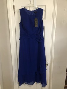 Number Sea Chiffon Blue A-Line Plus Size Formal Gown Mother of the Bride Dress