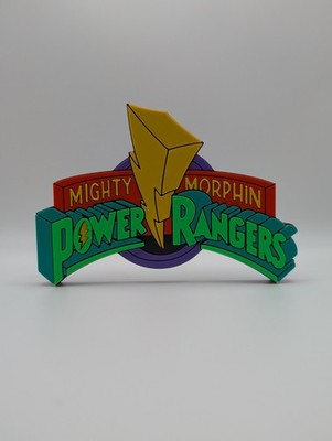3D Printes Mighty Morphin Power Rangers Logo Sign Display Wall Desk Shelf Art 