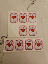 Vintage 80’s Valentine Dog Puffy Stickers Lot Of 9