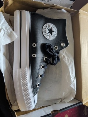 Converse Chuck Taylor All Star Black Leather Sneakers Unisex W/8