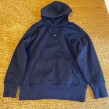 Zara Hoodie Sweatshirt Women  s M Washed Effect Navy Blue Boyfriend Fit