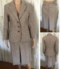 vtg 70s JH Collectibles Brown Wool Skirt Suit Sz 10/11 Union Made USA EUC