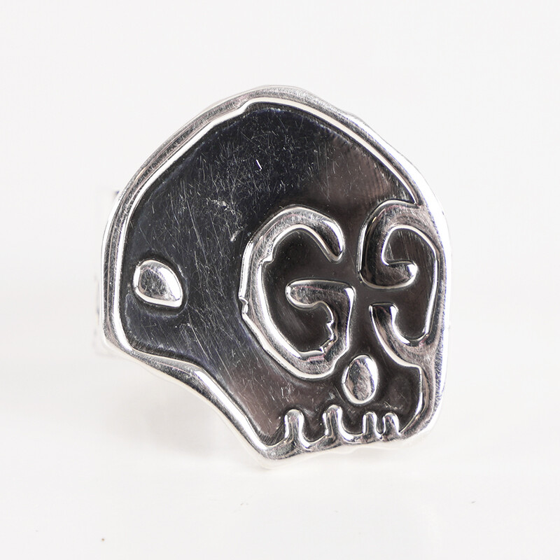 21 NEW $390 GUCCI Aged Sterling Silver GG GHOST SKULL 21 NEW $390 GUCCI Aged Sterling Silver GG GHOST SKULL