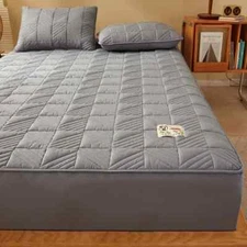 Cotton Quilted Mattress Cover with Soybean Fiber Filling Deep Pocket FittedSheet