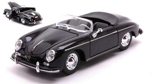 Welly 1/24 Porsche 356A Speedster Schwarz Modellbau Statisches Modell Diecast-image