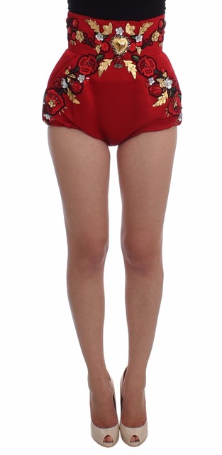 red silk shorts