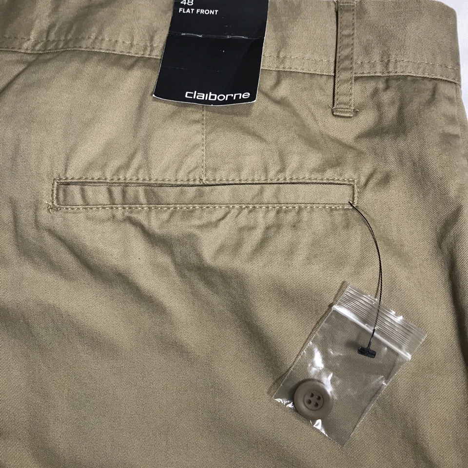 Pantalones Cortos Claiborne Para Hombre Frente Plano Talla 48 Militar Clásico Caqui Tostado Foto 2 de 4