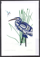 HUMMINGBIRD & BLUE HERON by Yukon Artist Richard Shorty - New 6" x 9" Art Card