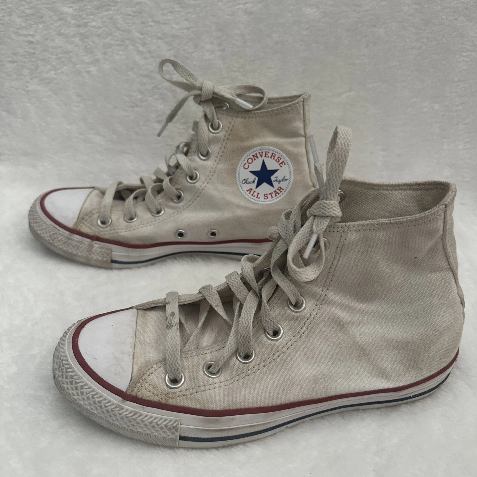 Sneakers Converse All Star taglia 7 W 5 M bianche alte stringate scarpe originali