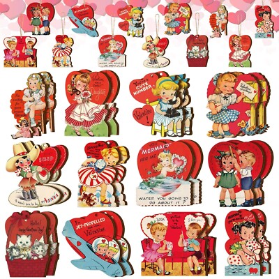 Glenmal 24 Pcs Retro Valentine Wood Ornaments Valentine Tree Ornaments Happy ...
