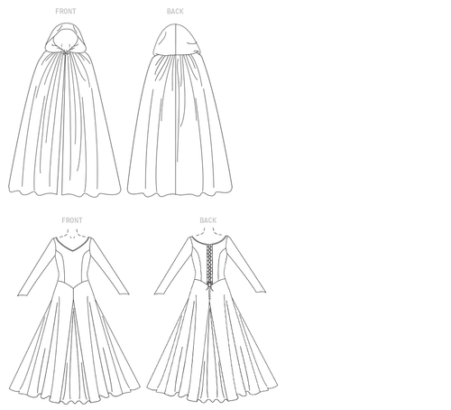 PATRÓN para Vestido y Capa Medieval Galadriel Camelot Butterick 4377 14 16 18 20 - Imagen 5 de 6