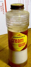 RARE vintage 1960s JOHNSON'S CREAM WAX glass bottle FURINTURE POLISH cleaner OLD