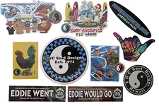 SURF STICKER SET 10 T&C Vintage Surf Stickers Volcom Vans Sex Wax FCS Xbox DGK