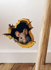 Rat Mouse Hole Wall Sticker Realistic Adhesive Decal Living Room Bedroom humor
