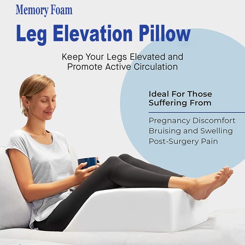 BAMBOO Memory Foam Leg Elevation Pillow Bed Wedge Sleeping Comfort / Extra Cover - Picture 1 of 18