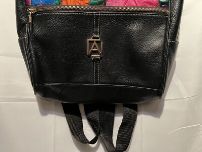 AngeLozano Chiapas Brown Leather Backpack Angelozano Chiapas Backpack Leather Floral Black Cowhide  main image 4