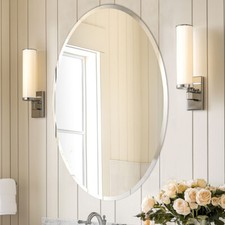 Slim Oval Wall Mirror Frameless Glass Ultimate Beauty Bathroom Vanity Mirror UK